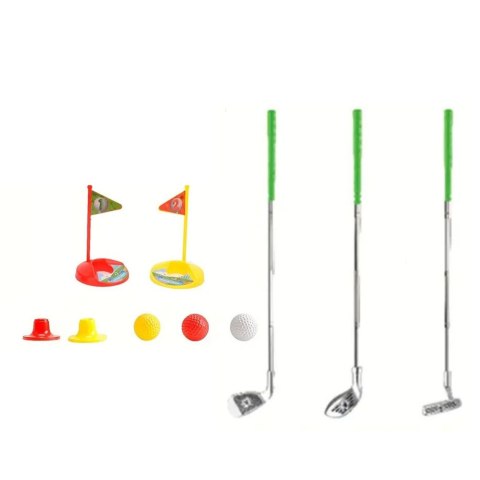 Zestaw Golfowy Dla Dzieci Kije Piłeczki Flagi Podstawki 48el