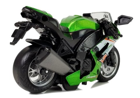 Motocykl z Napędem Frykcyjnym Dźwięki Motor 1:14 Zielony Motocykl z Napędem Frykcyjnym Dźwięki Motor 1:14 Zielony