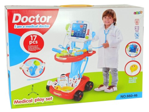 Zestaw Lekarski na Wózku Stolik Lekarski Doktor 17 Elementów EKG Zestaw Lekarski na Wózku Stolik Lekarski Doktor 17 Elementów EKG