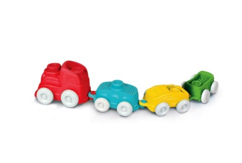 Clemmy Kolorowy Pociąg Sensoryczny Lokomotywa Wagony Klocki 70cm Clementoni 17961