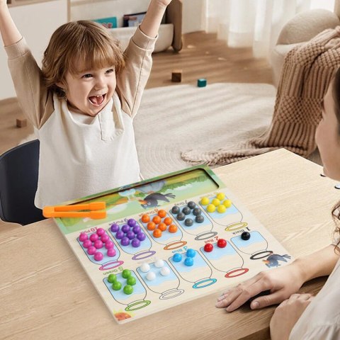 Gra Drewniana Zręcznościowa Edukacyjna Sorter Kolorowe Kulki