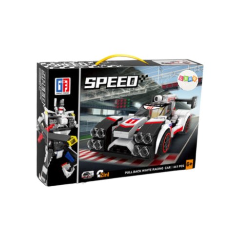Klocki Konstrukcyjne Auto Sportowe Wyścigówka Robot 2w1 Biały 341 el.