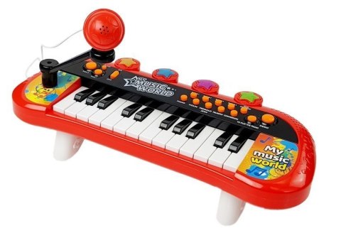 Keyboard Pianinko 24 Klawisze USB Mikrofon Czerwony Keyboard Pianinko 24 Klawisze USB Mikrofon Czerwony