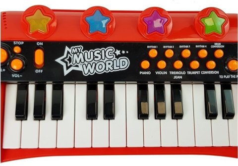 Keyboard Pianinko 24 Klawisze USB Mikrofon Czerwony Keyboard Pianinko 24 Klawisze USB Mikrofon Czerwony