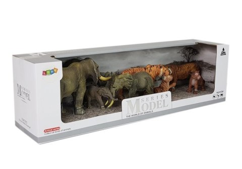 Zestaw Figurek Zwierzęta Safari Słoń Słonica Słoniątko Tygrys Zestaw Figurek Zwierzęta Safari Słoń Słonica Słoniątko Tygrys