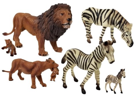 Zestaw Figurek Zwierzęta Safari Zebry Lew Lwica Lwiątka Zestaw Figurek Zwierzęta Safari Zebry Lew Lwica Lwiątka