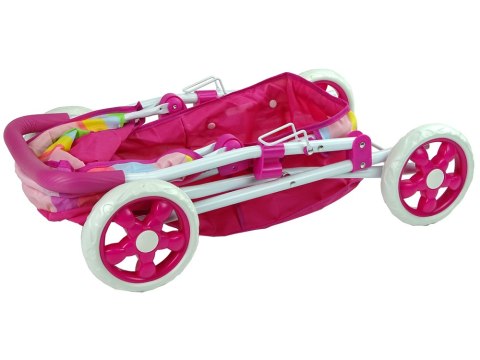 Wózek Spacerówka Dla Lalek Różowy z Kolorowym Daszkiem 66 cm Wózek Spacerówka Dla Lalek Różowy z Kolorowym Daszkiem 66 cm