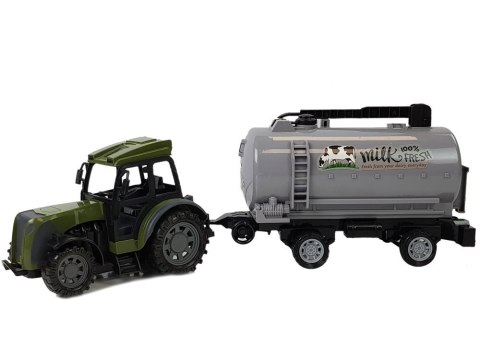 Zielony Traktor z Przyczepą Cysterna Na Mleko Zdalnie Sterowany 2.4G Zielony Traktor z Przyczepą Cysterna Na Mleko Zdalnie Sterowany 2.4G