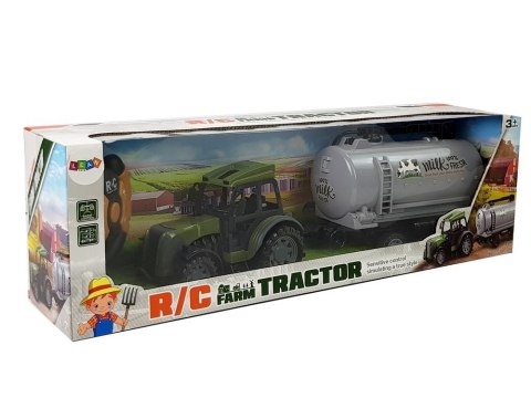 Zielony Traktor z Przyczepą Cysterna Na Mleko Zdalnie Sterowany 2.4G Zielony Traktor z Przyczepą Cysterna Na Mleko Zdalnie Sterowany 2.4G