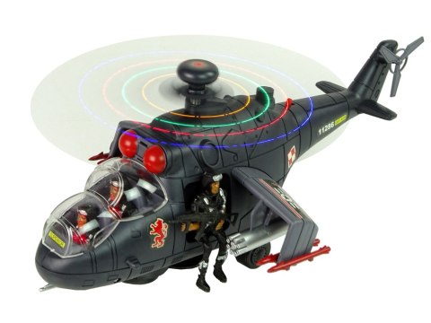 Helikopter Ogromne Skrzydła Światła Czarny Dźwięk Obraca Się Helikopter Ogromne Skrzydła Światła Czarny Dźwięk Obraca Się