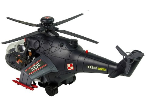 Helikopter Ogromne Skrzydła Światła Czarny Dźwięk Obraca Się Helikopter Ogromne Skrzydła Światła Czarny Dźwięk Obraca Się