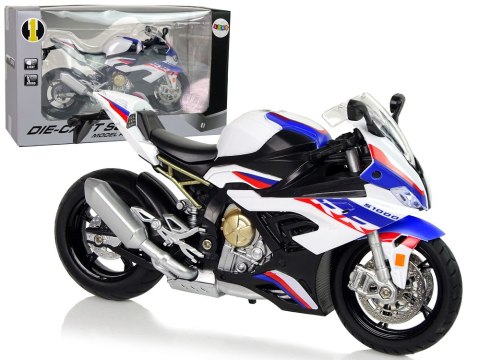 Motocykl Model BMW S1000RR Biały Dźwięki Światła Motocykl Model BMW S1000RR Biały Dźwięki Światła