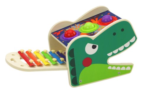 Dinozaur Wbijak Cymbałki 2w1 Drewniany Czerwony Dinozaur Wbijak Cymbałki 2w1 Drewniany Czerwony