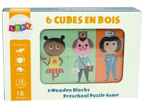 Drewniane Klocki Ułóż Postacie 6 Części Puzzle Kolorowe Drewniane Klocki Ułóż Postacie 6 Części Puzzle Kolorowe