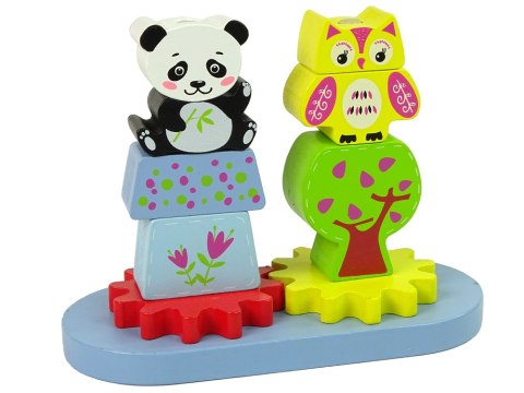 Drewniane Zwierzątka Sorter Sowa Panda Koła Zębate Drewniane Zwierzątka Sorter Sowa Panda Koła Zębate